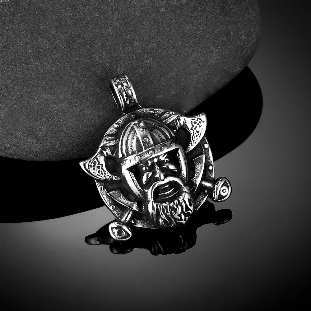 Punk Odin's Hammer Leather Necklaces Mens Vikings Stainless Steel Thors Mjolnir Pendant Norse Vegvisir Amulet Retro Male Jewelry