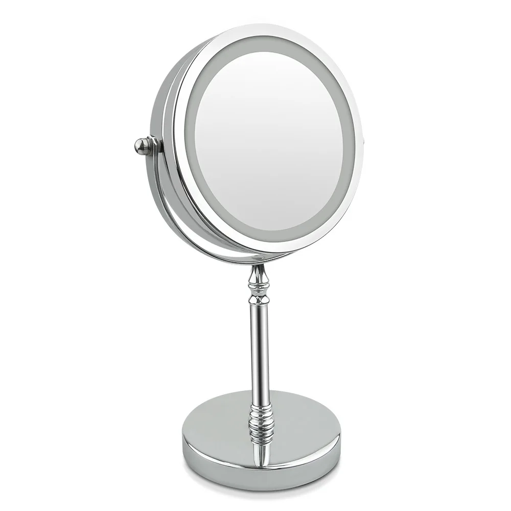 7 인치 360 ° 회전 더블 사이드 cosmeticMirror 10x 돋보기 LED 조명 화장 대 거울을 확인