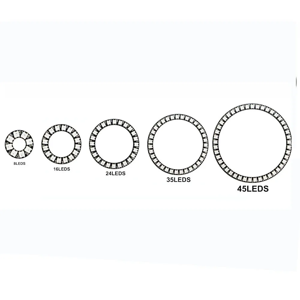 WS2812b LED-Ring Adressierbar 8/16/24/35/45 LEDs 5050 RGB LED-Diodenring Farbige IC-Eingebaute LED
