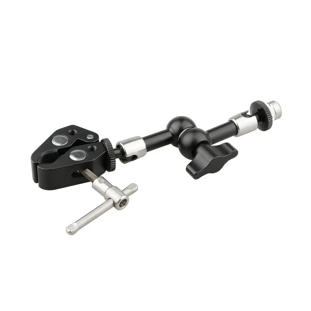 Super clamp Crab w/ 7" Articulating Arm & 5/8"-27 Screw for Microphone tripod camera， 5/8 to clamp adapter