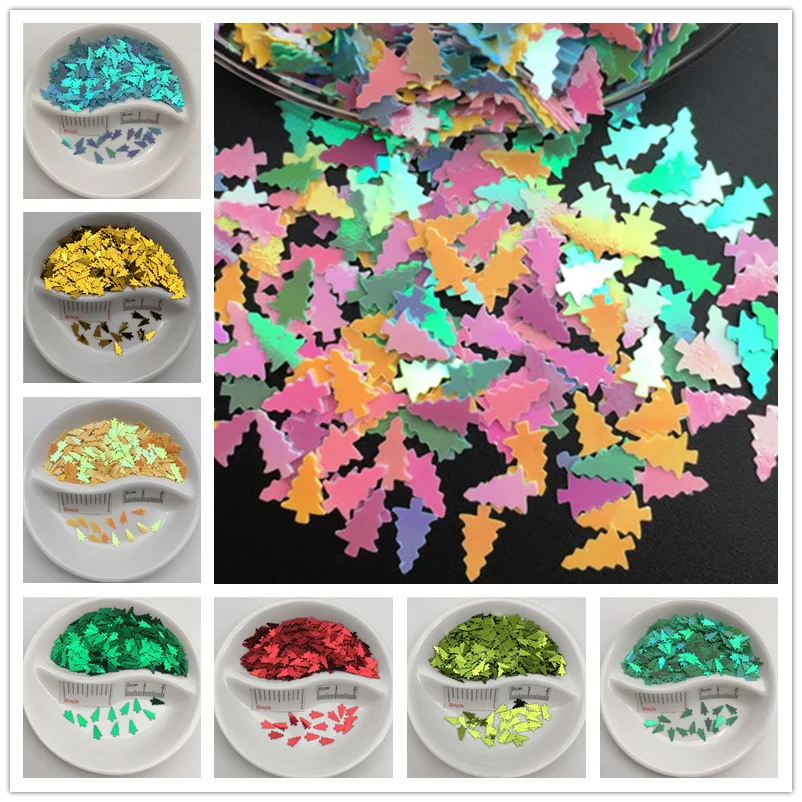 20g 5x7mm Christmas Tree PVC loose Sequins Glitter Paillettes for Nail Art Manicure, Wedding Confetti,Accessories for Crafts