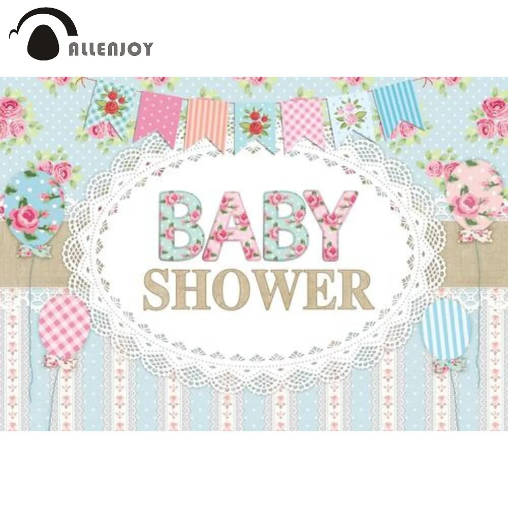 

Allenjoy floral Baby Shower Backdrop Girl Birthday Balloon Flower Background New Born Party Supplies Decor Banner Photo Booth