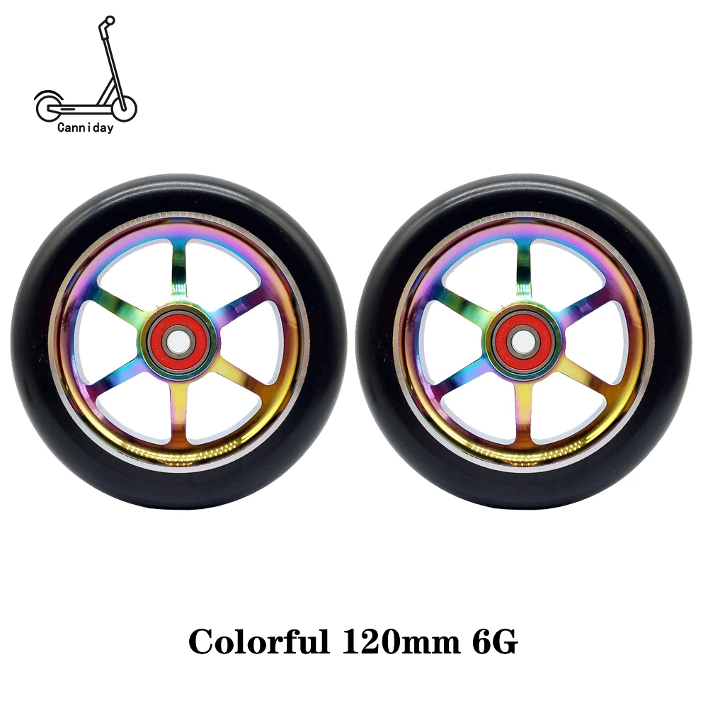 High-Performance Freestyle Stunt Scooter Wheels - Durable 120mm Roller Ski Wheels with Elastic PU and ABEC-9 Bearings 2Pcs