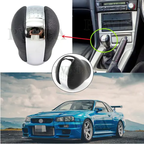 Pomello del cambio nero a 6 velocità per Nissan GTR GT-R Skyline R34 R32 32865-AA420