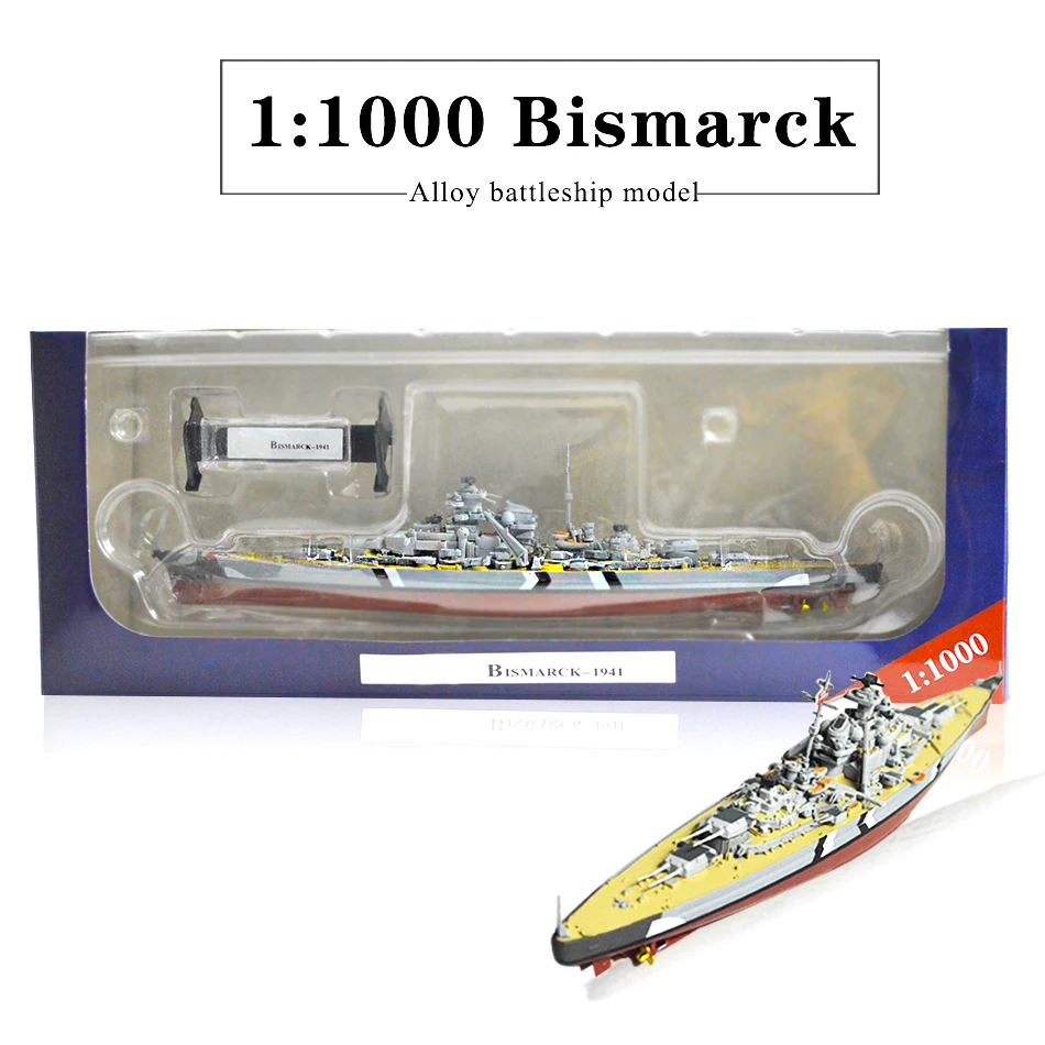 1:1000 World War II Ship Model Battleship Model Ship Bismarck USS Missouri HMS Hood Alloy Finished Handcraft Collection