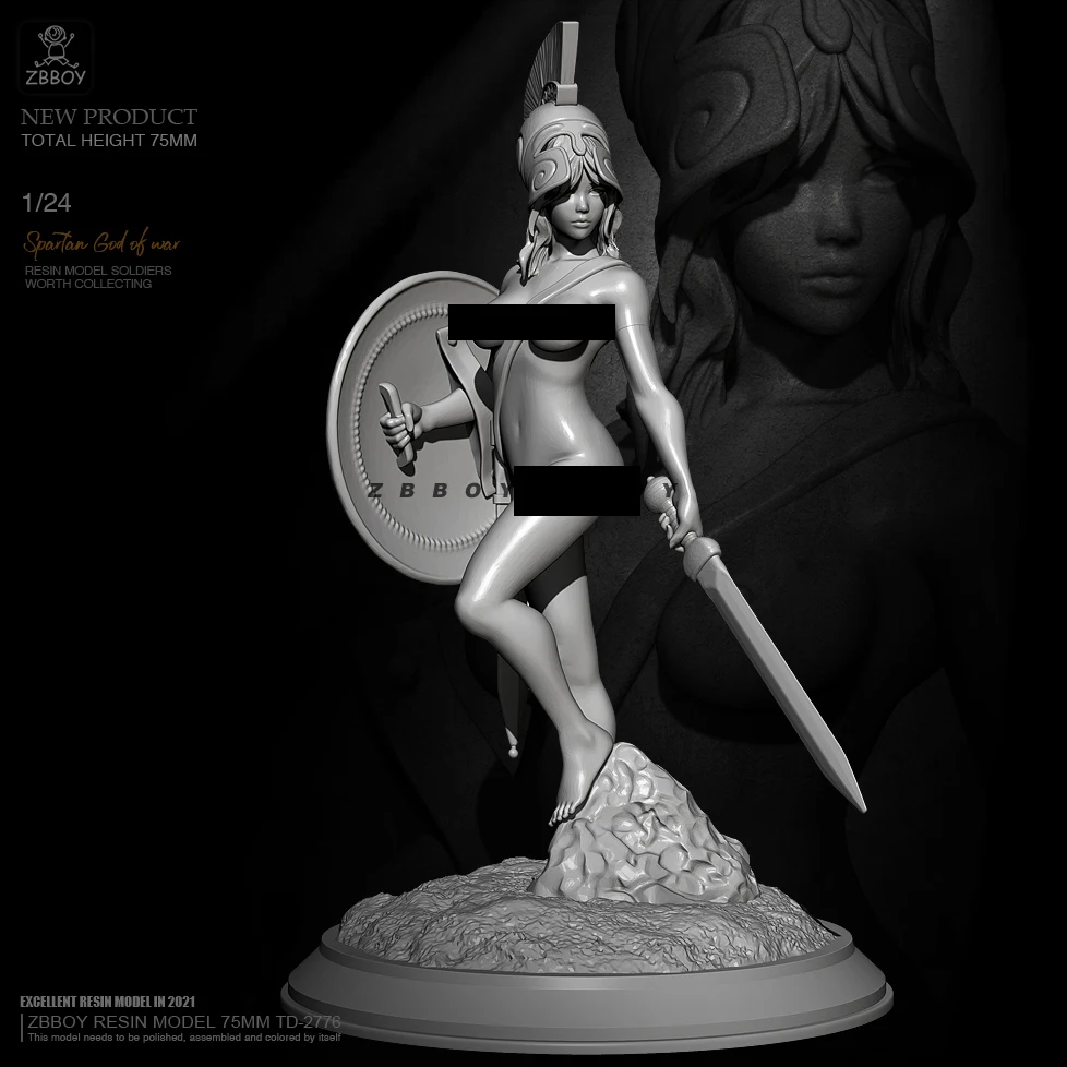 1/24 ZBBOY Producer Spartan Swordsman Resin Figure Female Soldier White Model in Stock for Sale