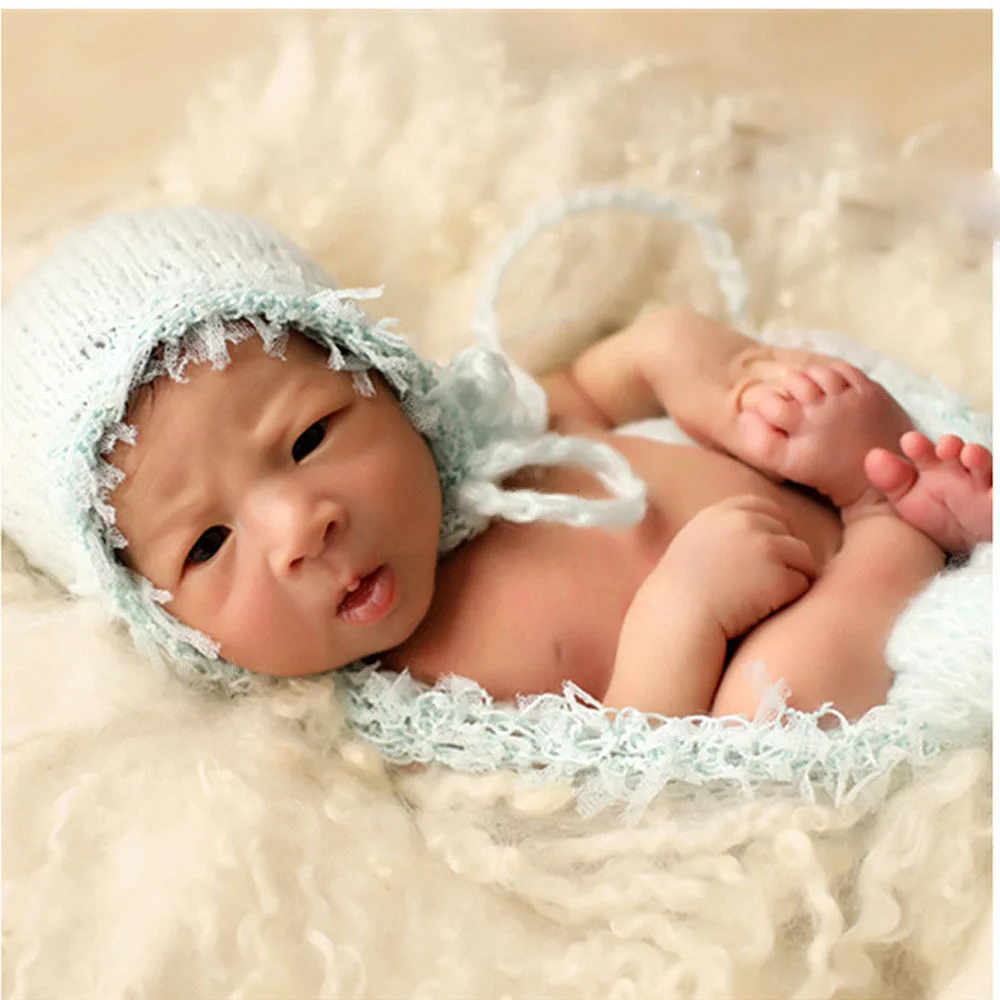 ❤️Newborn Photography Clothing Mohair Hat+Wrap 2Pcs/set Baby Photo Props Accessories Studio Shooting Infant Knitted Cap Wraps