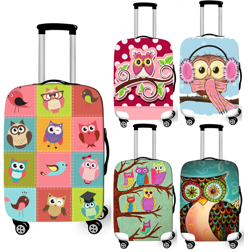 

cute cartoon owl print luggage protective cover for travelling anti-dust suitcase covers elastic travel trolley case covers