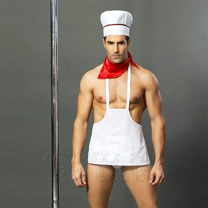 Mens Role Play Costume Outfit Cosply Lingerie for Sex Chef Suit Male Night Club Cosplay Fliter Costumes Naugty Clothes