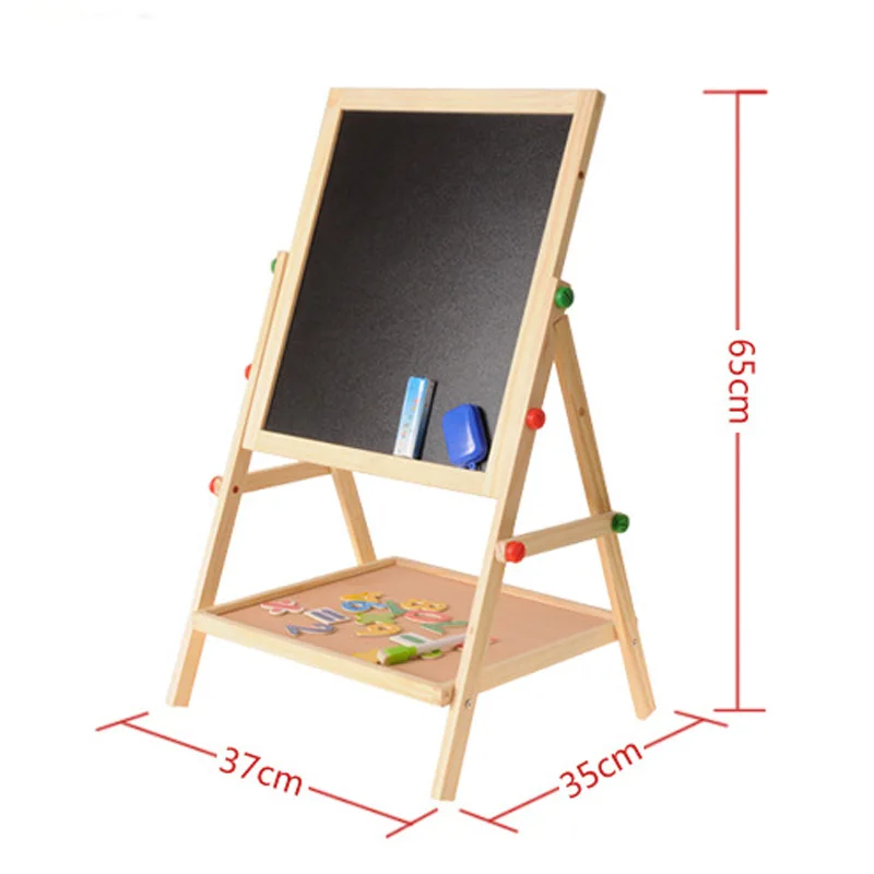 Wooden Drawing Blackboard Whiteboard Double Sided Adjustable Easel Painting Toy Early Education Learning Toys For Children Kids