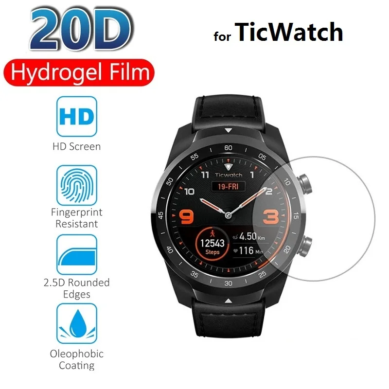 Película protetora de hidrogel, para ticwatch pro 3, gps, 4g, 2020 s, e s2, e2, c2 plus (não é vidro), película protetora de tela