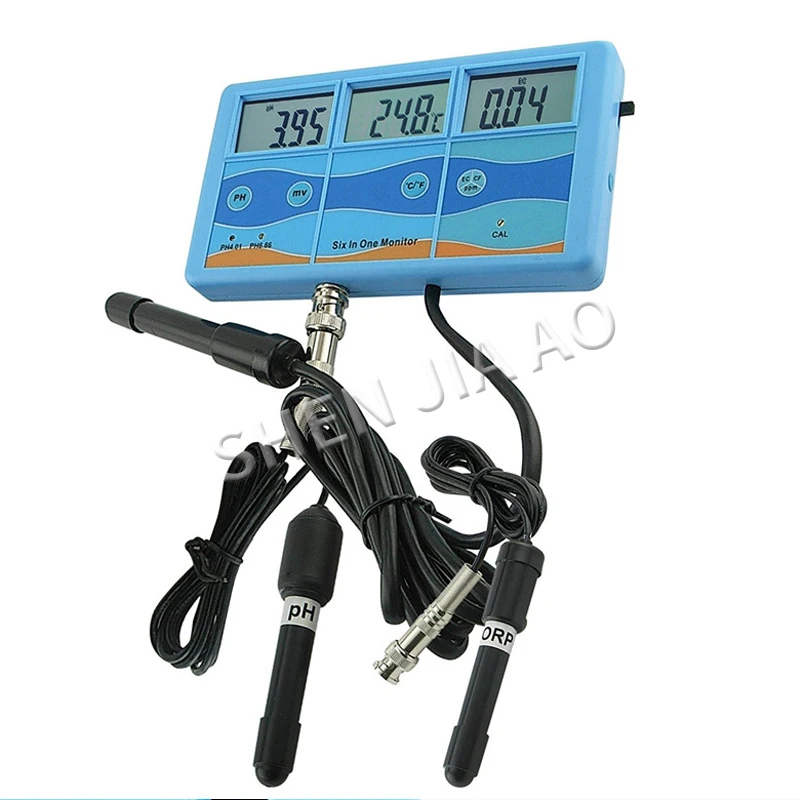PHT-027 Wall-mounted 6-in-1Multi-parameter Water Quality Monitor Large Screen High-precision Wall-mounted Water Quality Tool 1PC