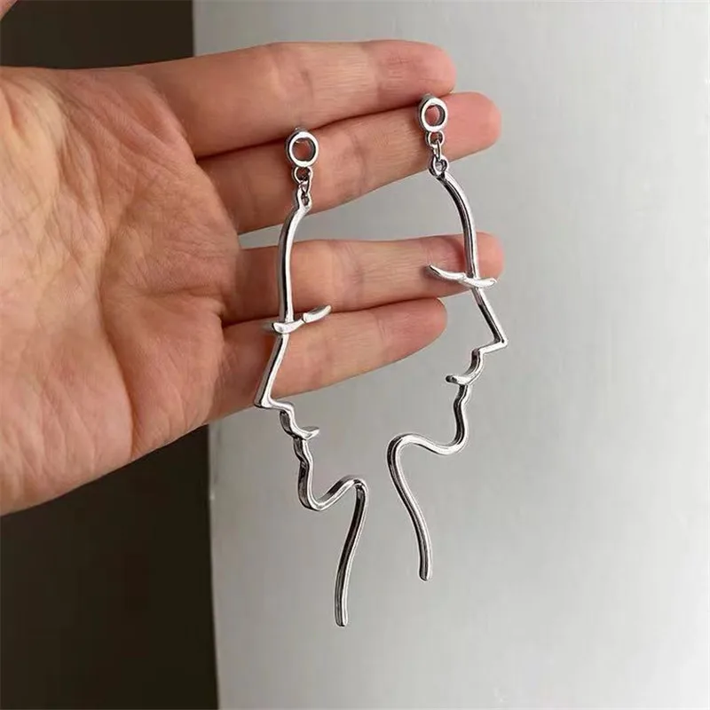 Metal Irregular Abstract Earrings European American Style Personality Fashion Hip-hop Punk Retro Earrings Ms Jewelry Accessories