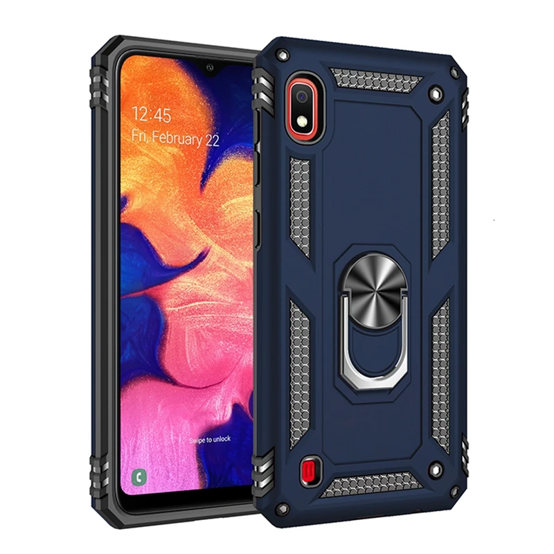 For Samsung Galaxy A10 Case Silicone Plastic Armor Phone Back Cover For Galaxy A10 A 10 SM-A105FN SM-A105M Metal Ring Car Holder