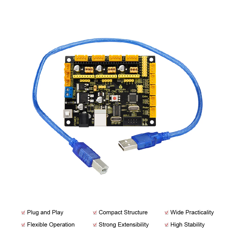 Płyta Keyestudio CNC GRBL V1.0 z kablem USB do drukarki 3D CNC / grawerowania laserowego / robota pisającego.