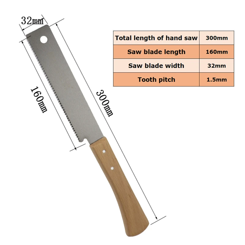 Woodworking Mini Flush Cut Saw 12'' Japanese Hand Saw Wood Tenon Saw SK5 3-edge Fine Teeth For Wood Cutting Tools