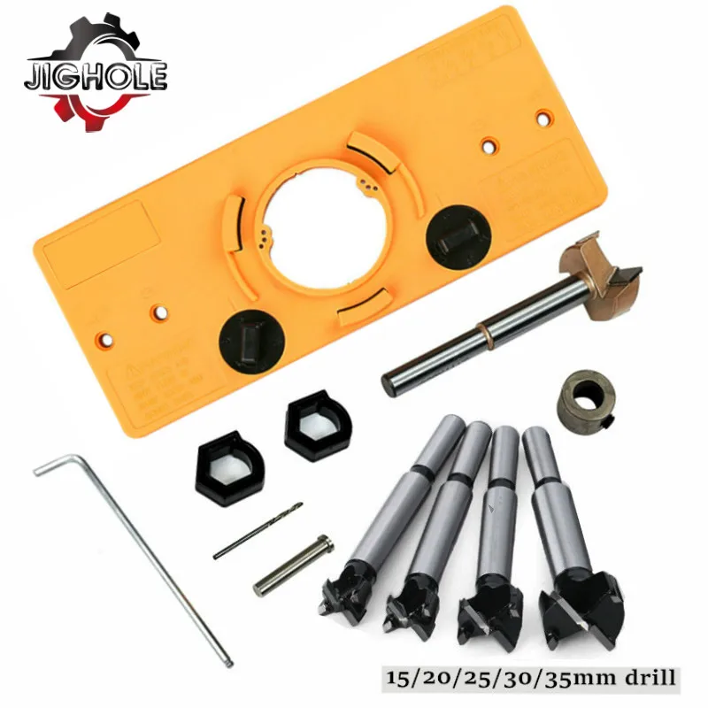 15mm-35mm Cup Style Hinge Jig Boring Hole Drill Guide Forstner Door Hole Template Wood Cutter Carpenter Woodworking Tools