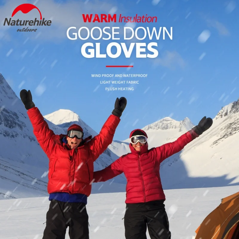 Naturehike Upgraded Outdoor Warm Goose Down Gloves Winter Waterproof Cold-proof Warm Gloves Hiking Ultralight Goose Down Gloves