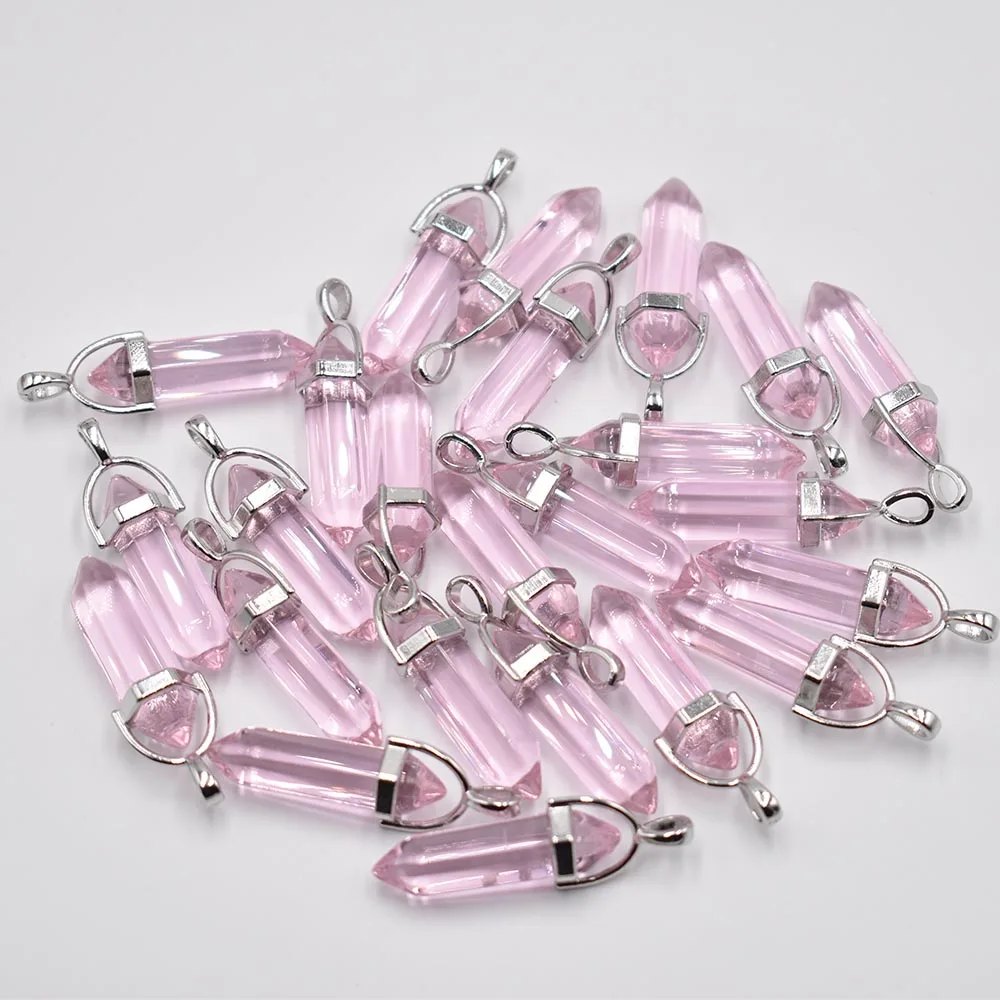 Modische Glas-Mischkristall-Säulenanhänger & Halsketten zur Schmuckherstellung, Charm-Pendel-Accessoire, 24 Stück/Los, Großhandel, versandkostenfrei. – Detail 2