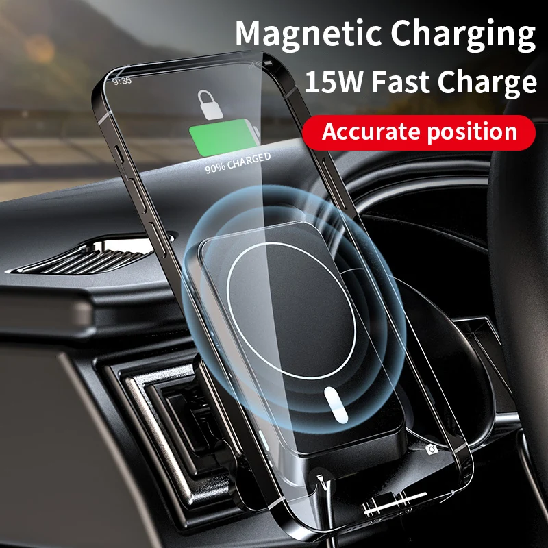 GTIMLMC Magnet Phone Bracket Vent Mount For iPhone 12 Mini 13 Pro Max Qi 15W Quick Charging Magnetic Car Wireless Charger Holder