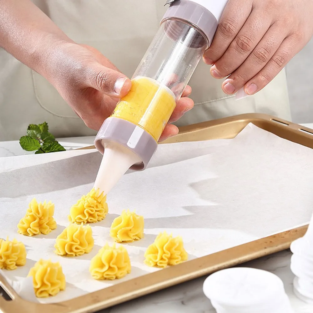 20PCS Cookie Press Kit Cookie Press Making Gun Biscuits Cake Mold Cookie Press Maker Machine Dessert Decoration