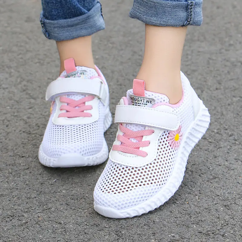 

Summer Girls Sports Shoes Breathable New Children's Double Net Breathable Big Kids Students Pink Wild Children's Casual Shoes