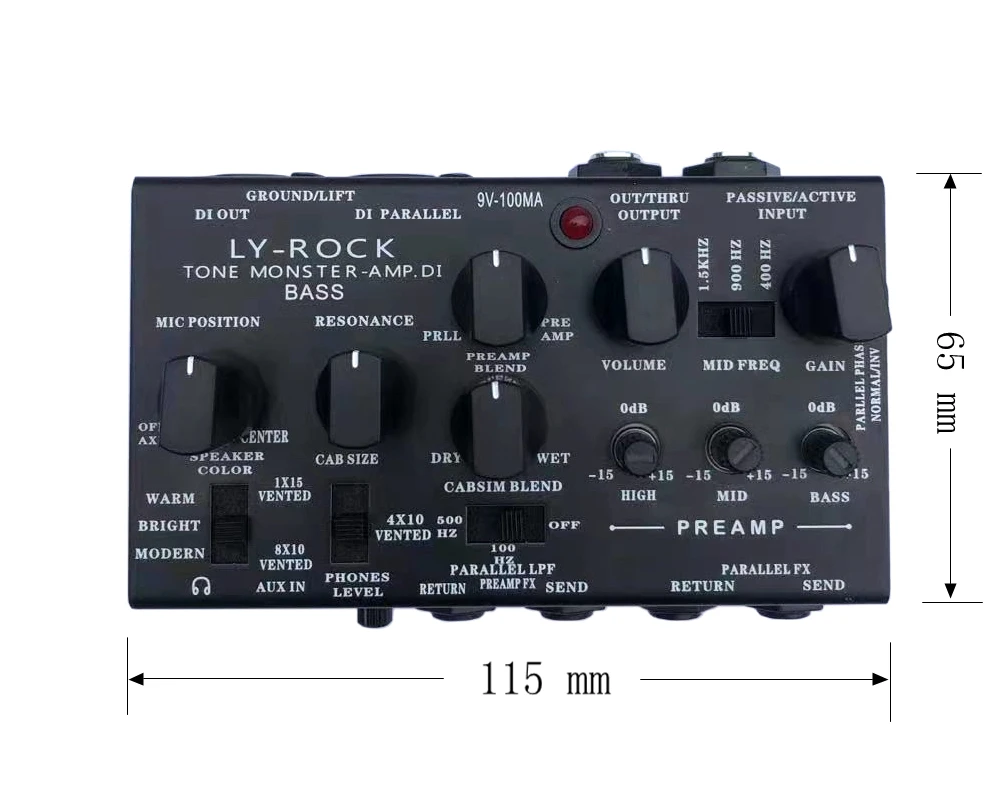 LYR PEDALS ly rock ,Bass Guitar pedal, Electric BASS Guitar audio workstation,Professional effect pedal,Black, True Bypass