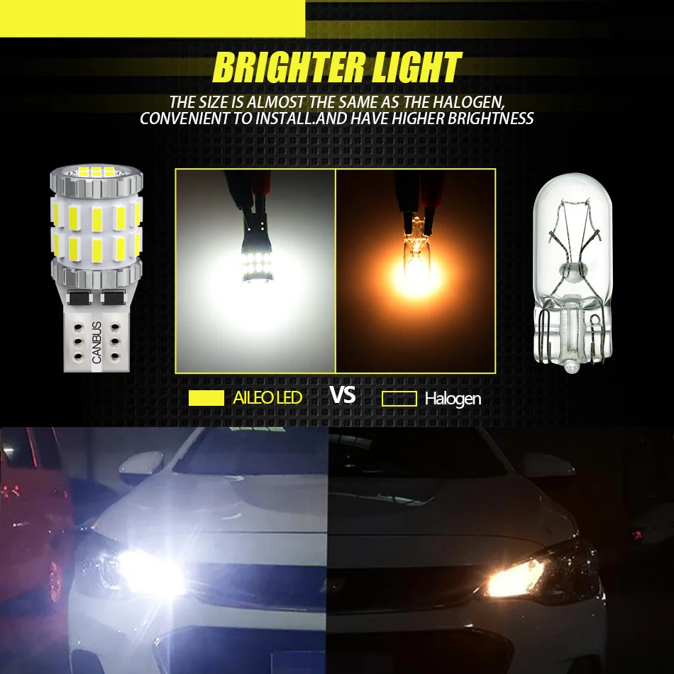 AILEO 2pcs W5W T10 LED Bulbs Canbus For Car Parking Position Lights Interior Light For BMW VW Mercedes Audi A3 A6 A4 BMW E60 E90 view 5