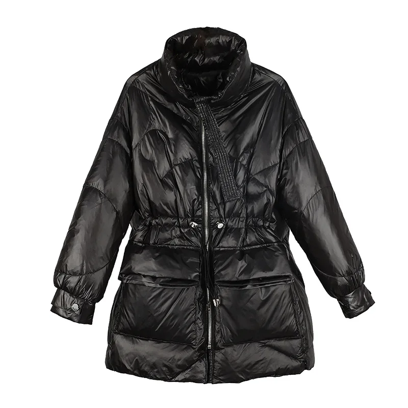 Winter Pure Lichtgewicht Down Jassen Vrouwen Dikke Warme Batwing Lange Mouwen Losse Moncler Zakken Ultra Light Duck Down Jassen