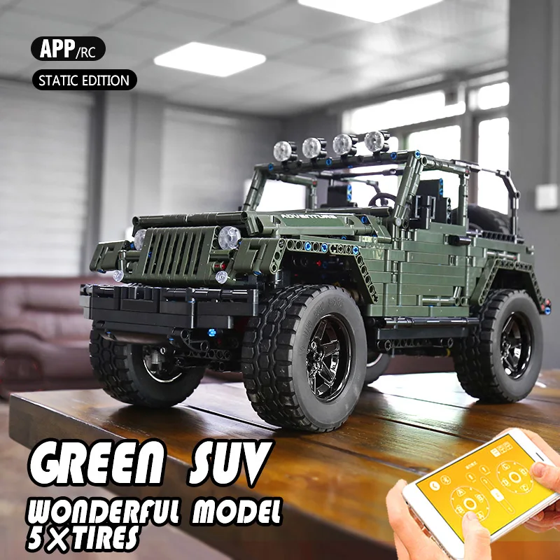 Mould King 13124 RC APP Jeeps Wranglers Adventurer Off-road Car MOC 5140 Fit Building Blocks Bricks Kids Toys Christmas Gifts