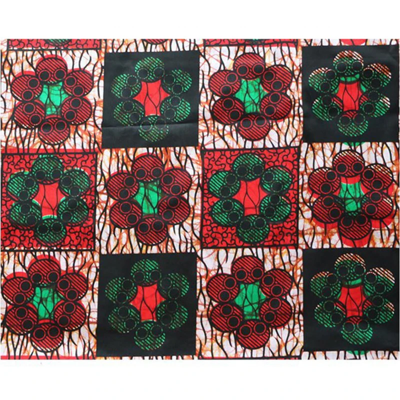 6yards 100% cotton nederlands wax Green And Red print fabric ankara fabric for patchwork african real wax print african fabric