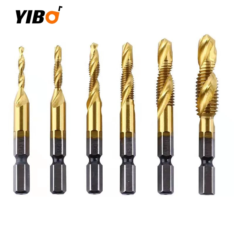 M3-M10 Tap Drill Bits Shank Titanium Coated HSS Drilling Tap Bits Thread Screw Tools Machine Taps