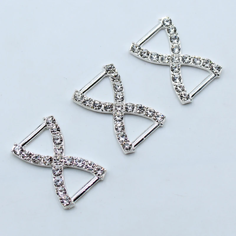 Shiny alloy rhinestone buckle 10pcs 17*26mm H-shaped gift decoration ribbon underwear connection buckle DIY jewelry accessories