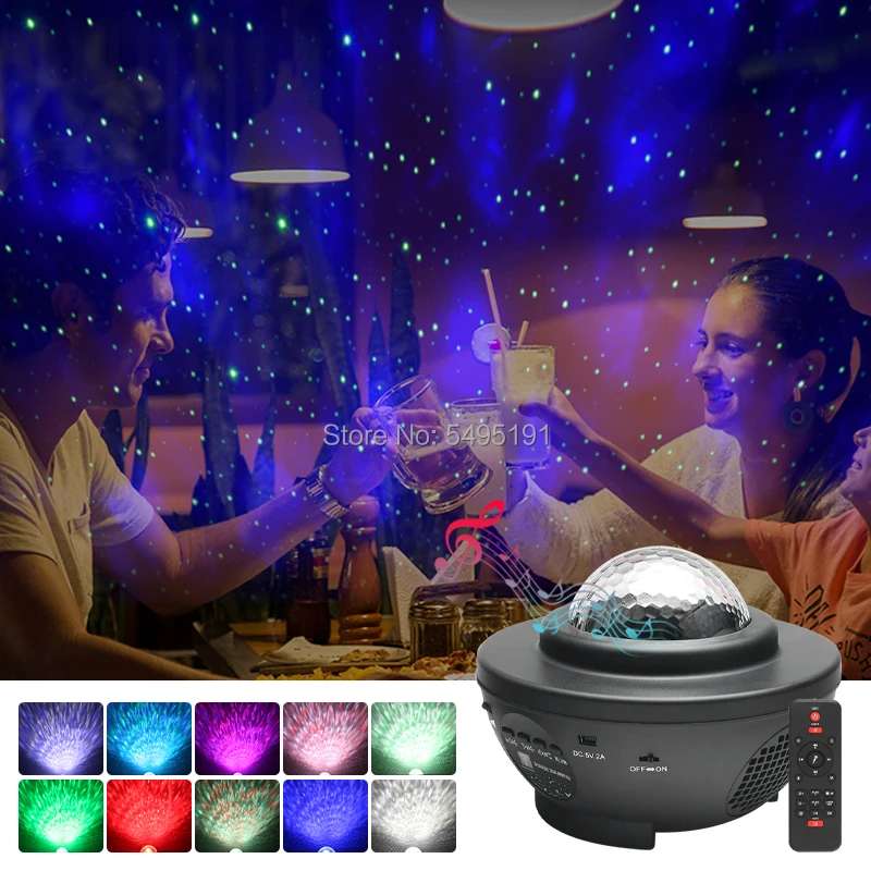 

USB led starry sky projector star night light ocean wave music player laser projector with Bluetooth