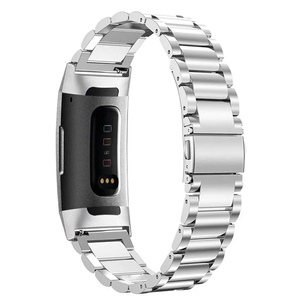 Stainless Steel Watchband Strap for Fitbit Charge 5 / Fitbit Charge 4 / Charge 3 SE Bands Metal Replacement Watch Bracelet Black