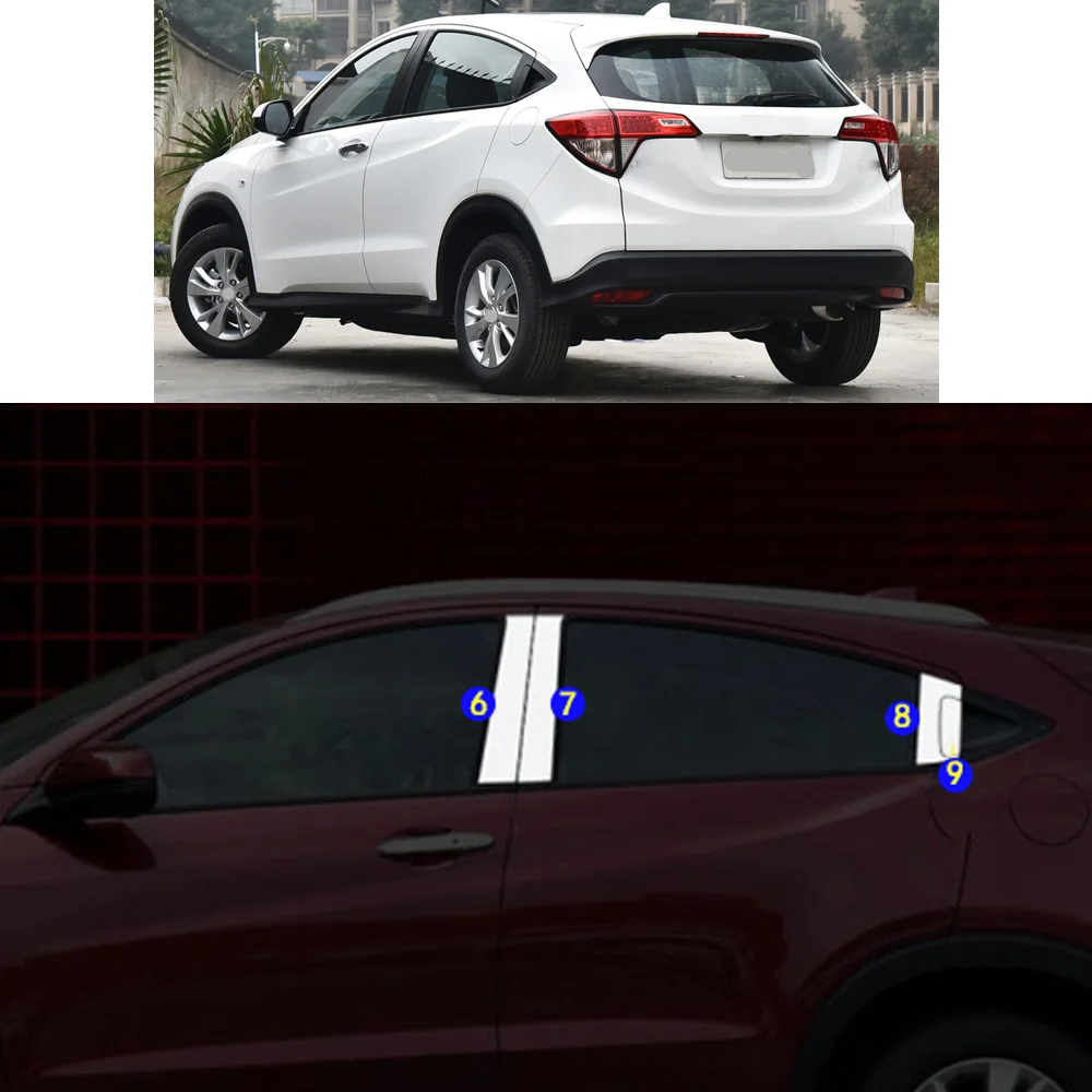 For Honda HR-V HRV XR-V Vezel  2014 2015 2016 2017 2018 2019 2020 2021 Sticker Garnish Pillar Window Middle Strip Trim Frame