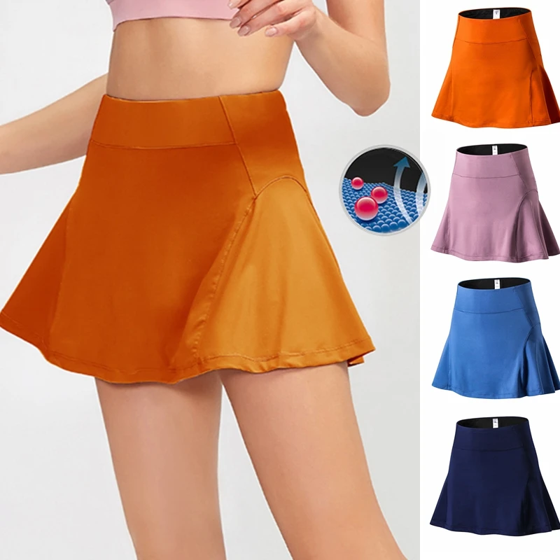 2021 High Waist Yoga Shorts Liner Sport Tennis Skirt Quick Dry Loose Women Running Skirts Summer Badminton Skirt with Pocket