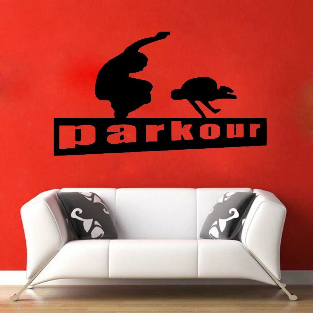 Parkour Wall Decal Sport Quotes Art Wall Sticker Home Decor Living Room Kids Room Self Adhesive Pattern Removable B152