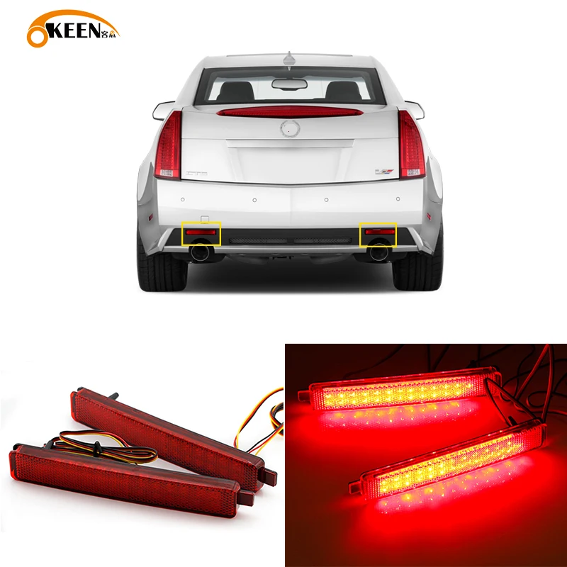 2Pcs For Cadillac CTS CTS-V 2008 2009 2010 2011 2012 2013 Led Rear Bumper Reflectors Light Fog Lamp Taillight Braking Waring