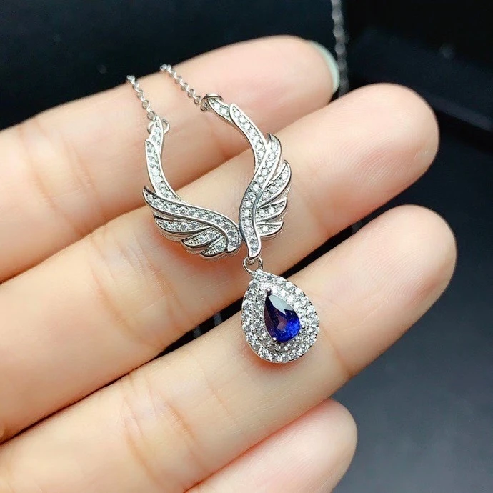 

KJJEAXCMY fine Jewelry 925 Sterling Silver Natural sapphire Girl new elegant Pendant Necklace chain Support Test Chinese style