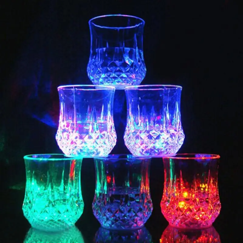 Colorful LED Glowing Wine Whisky Cup Flash Light Glass Mug Bar Party Beverage Night Drink Cup