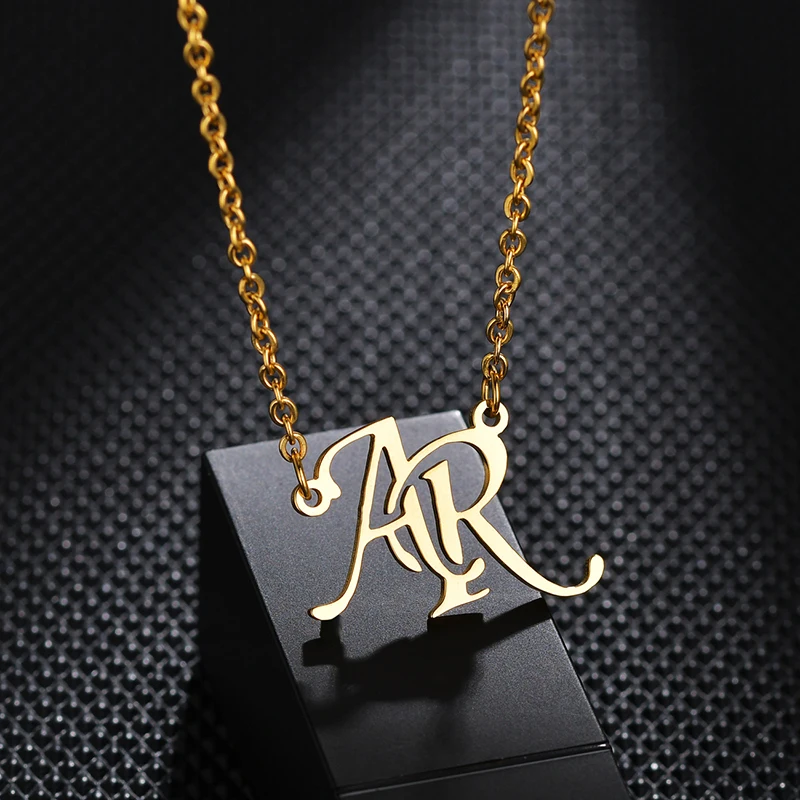 Spark Personalized Initial Letter Necklaces Stainless Steel Custom Name Necklace Bracelet Set For Women Birthday Jewelry Gift