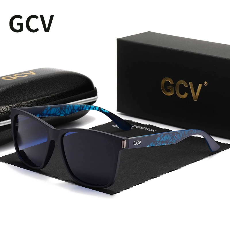 GCV Brand 2021 New Fashion Design Ultralight TR90  Square Frame Polarized Men Women Female Sunglasses Hawksbill Sports Tourism