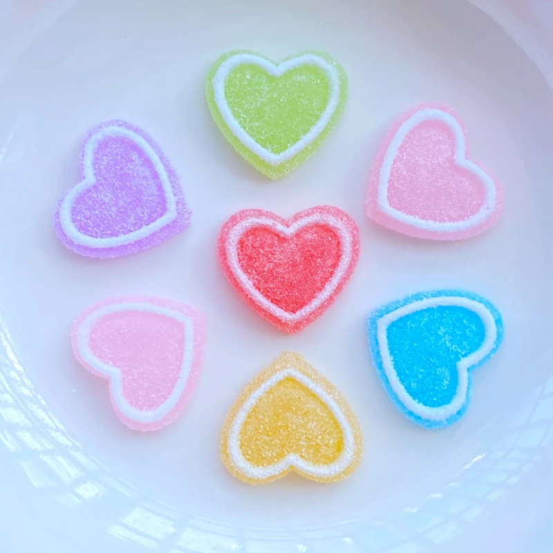 20Pcs New Cute Simulated Heart-shaped Fudge Flat Back Resin Cabochons Scrapbooking DIY Jewelry Craft Decoration Accessorie