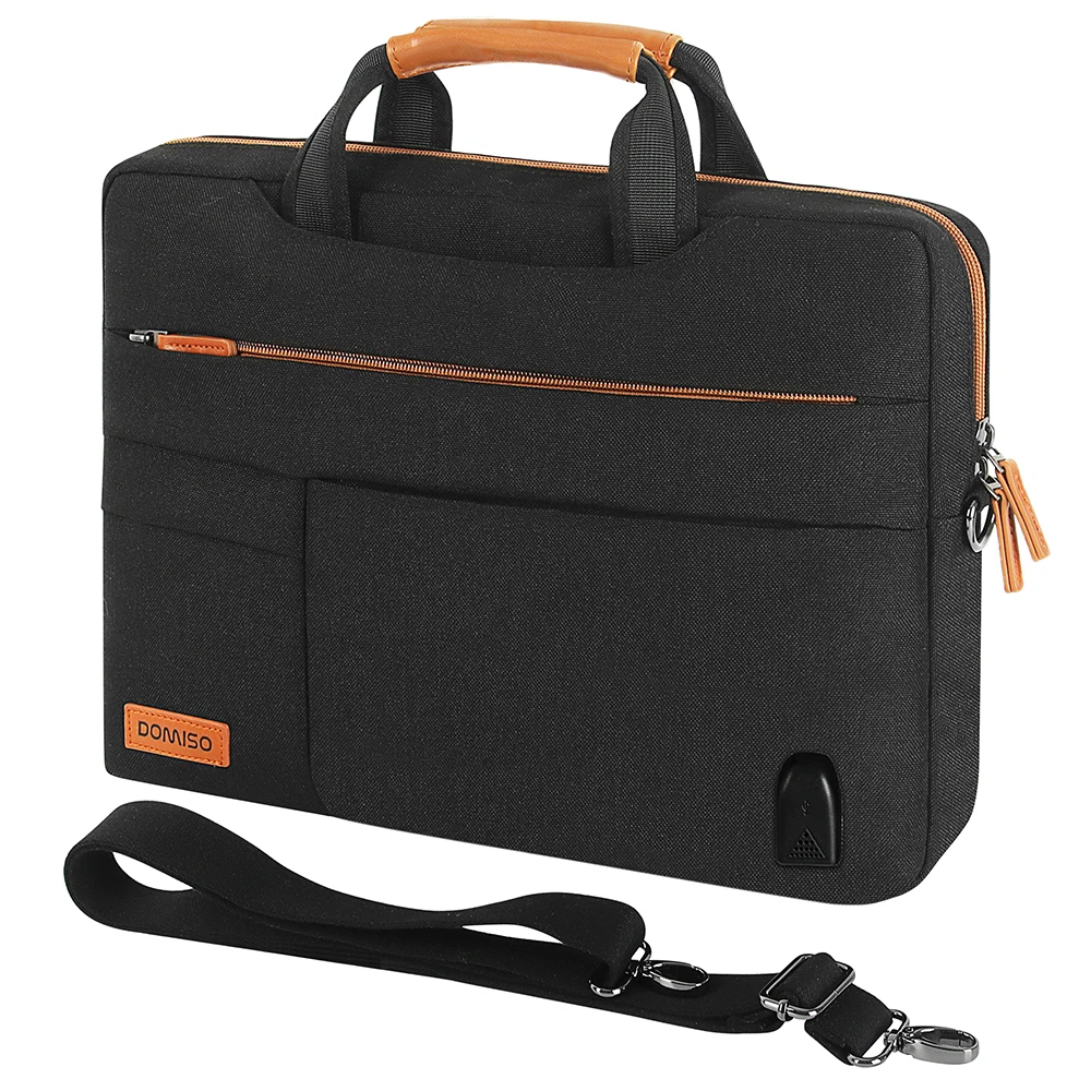 Waterproof Laptop Bag Carrying Bag Shoulder Bag Briefcase with USB Charging Port for 14\