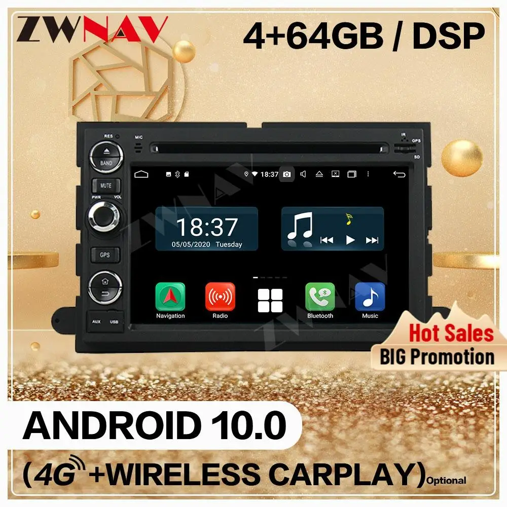 128GB Android 10 Screen Player For ford Fusion Explorer F150 Edge Expedition 2006 2007 2008 2009 GPS Audio Radio BT Auto Stereo