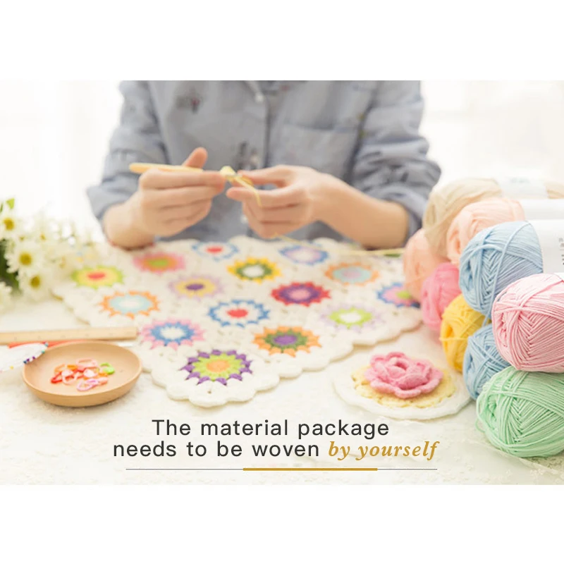 Susan\'s Family Crochet Afghan Blanket Kit Materials Package DIY ]Crochet Blanket Cushion Felt Bay Window Blanket Granny Square