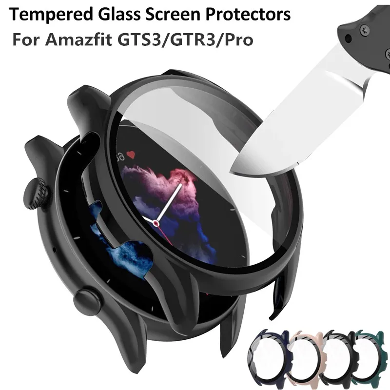 PC Case+Tempered Glass For Amazfit GTR 3 Pro GTR 2/2e/GTS 4 Mini Smartwatch Protective Cover For Amazfit GTS 3 Case Bumper Shell