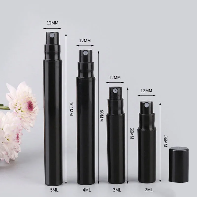 

Black Disinfection Spray Empty Refillable Bottle 2/3/4/5ml Travel Mini Glass Perfume Atomizer Pump Bottles Cosmetic Containers