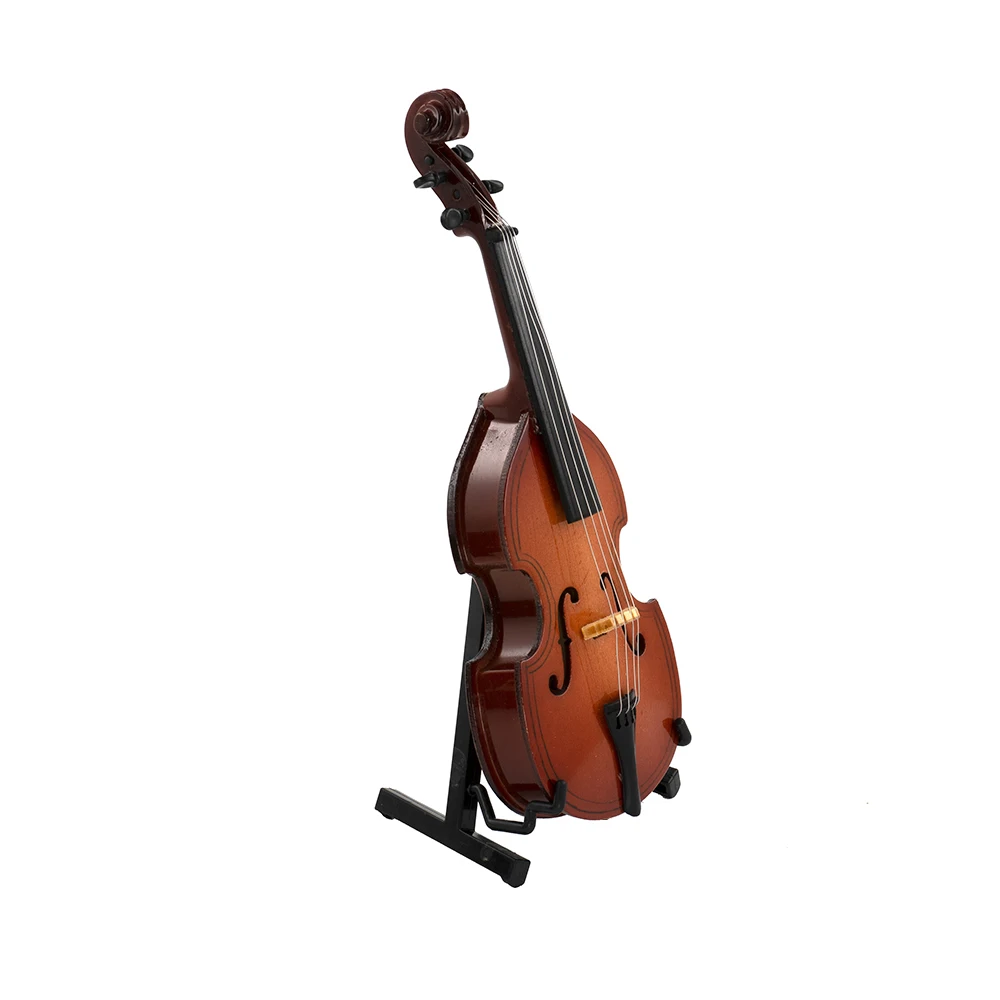 1Pcs Wooden Miniature Bass Cello Model with Support Mini Musical Instrument 1/12 Dollhouse 1/6 Action figure Accessories ob11